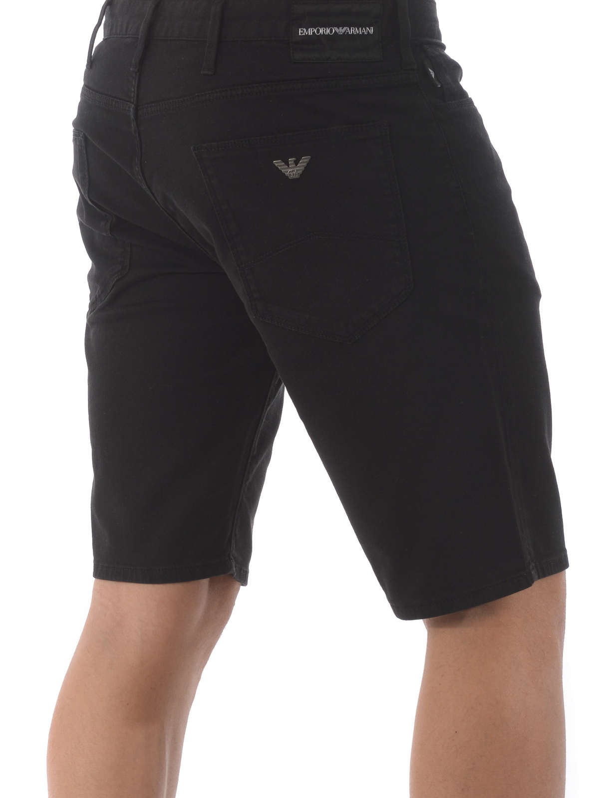 Black stretch denim shorts 