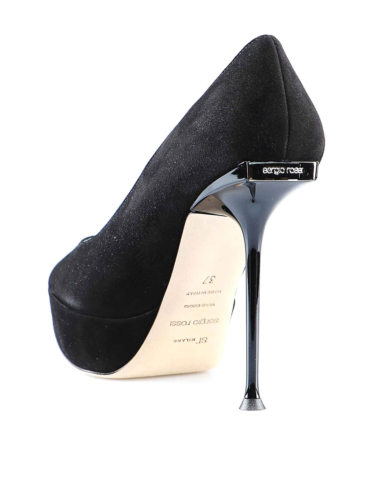 Court shoes Sergio Rossi - Black suede peep toe pumps - A85170MCAZ011000