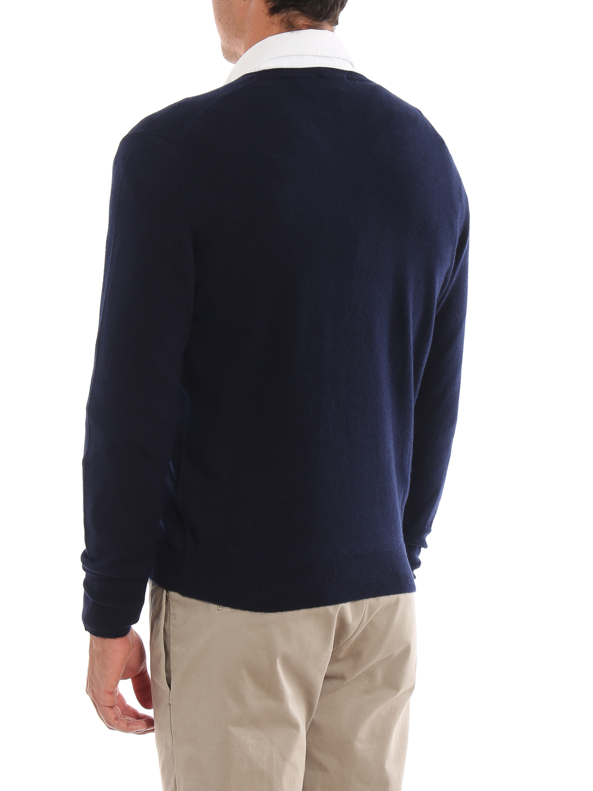 V necks Drumohr - Blue cashmere V-neck sweater - D1K481796 | iKRIX.com