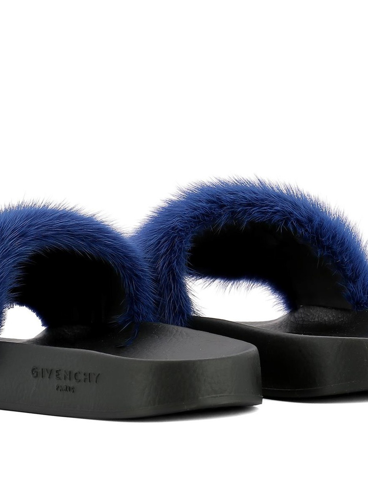 Givenchy - Blue mink fur slides 