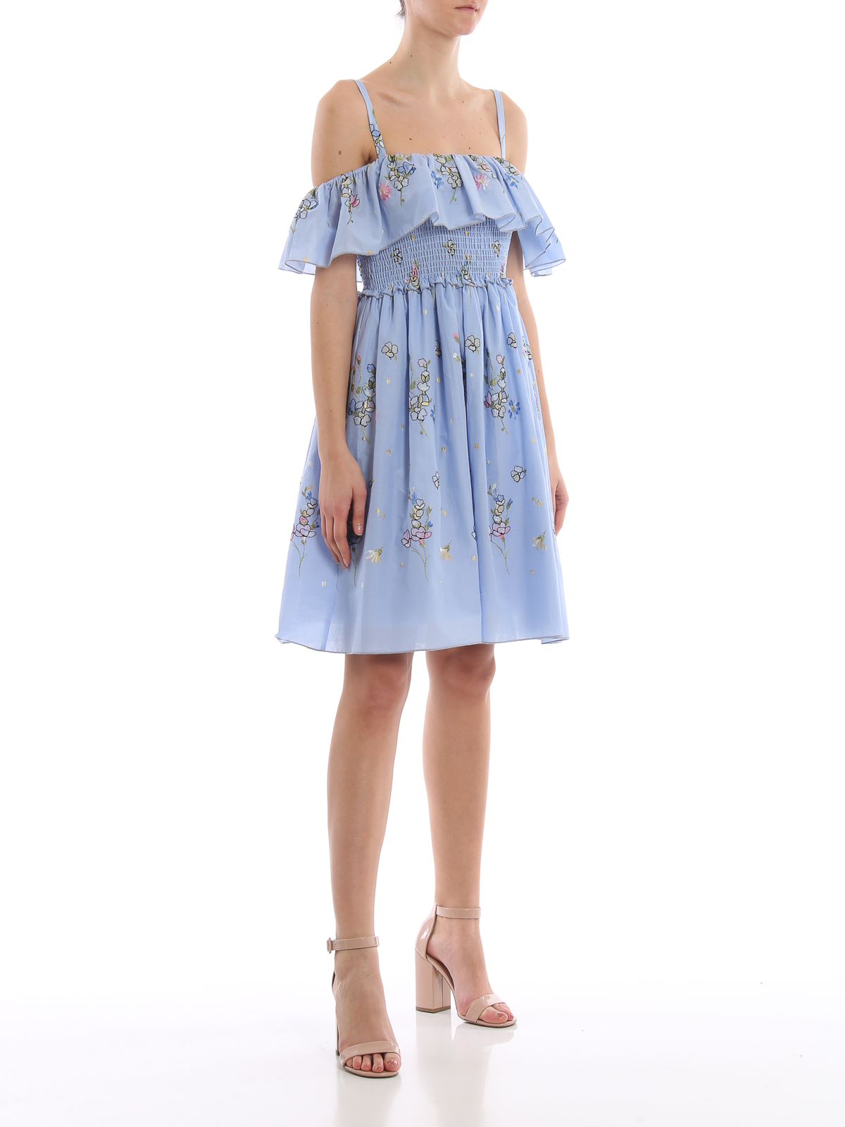 embroidered knee length dress