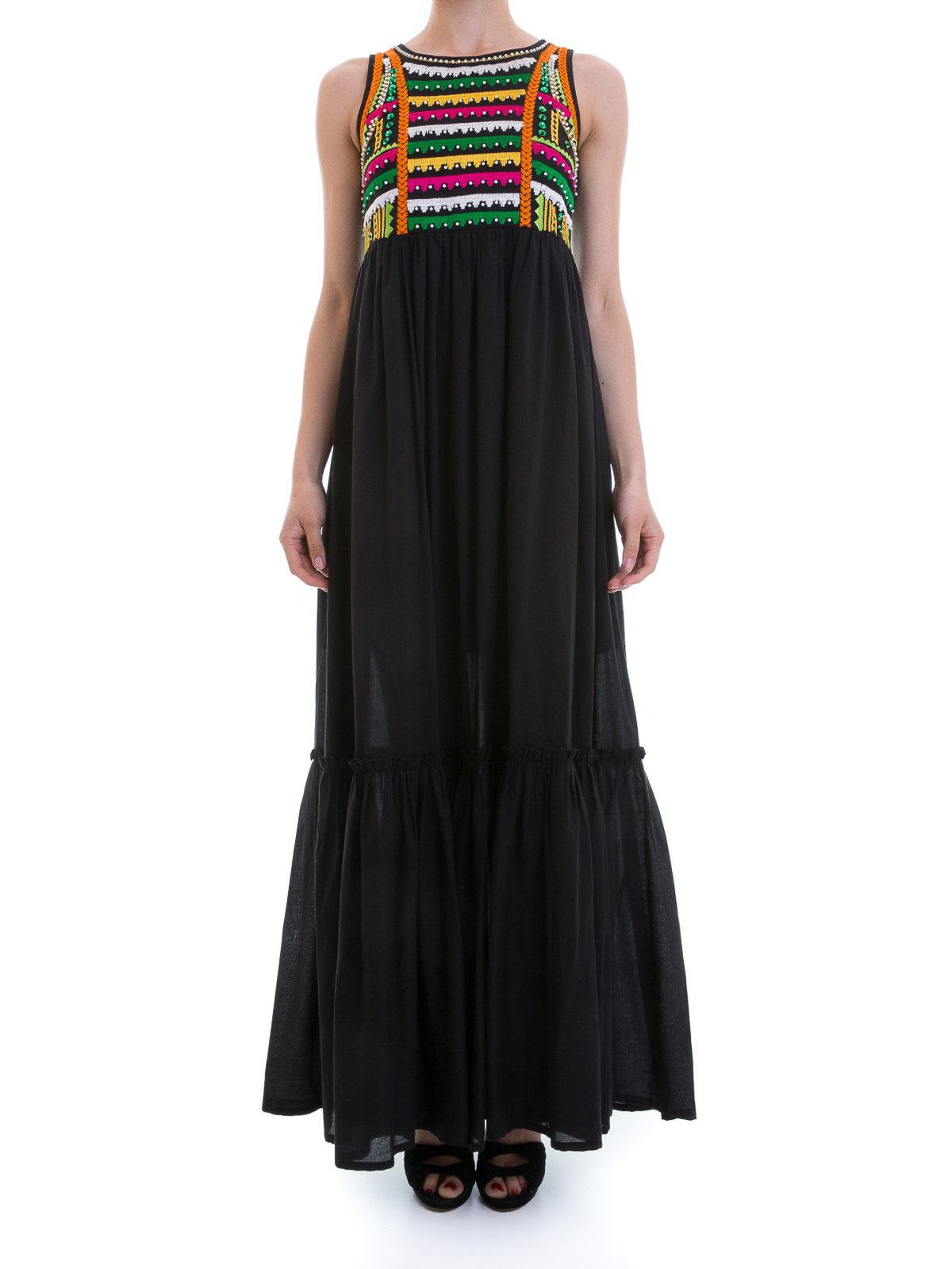 embroidered bodice maxi dress