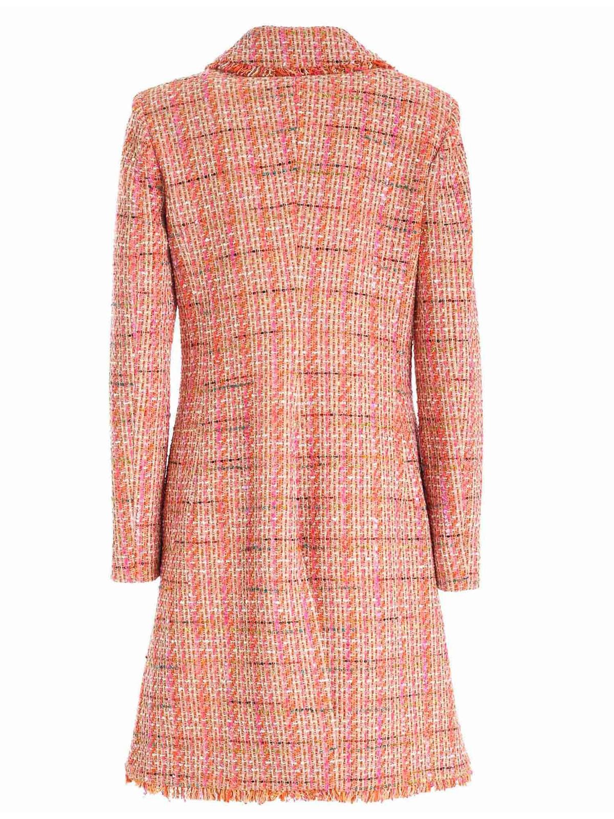 orange boucle coat
