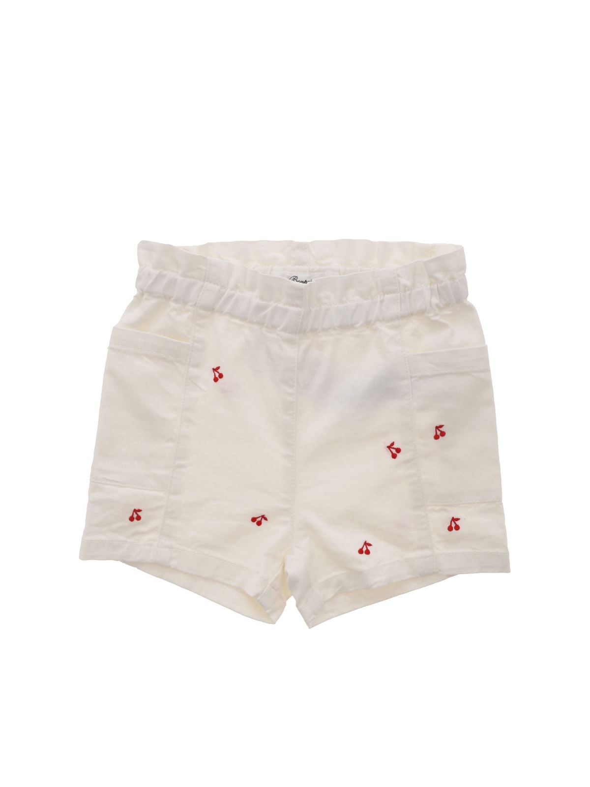 Bonpoint Cherry Embroidery Shorts In Ivory Color In White