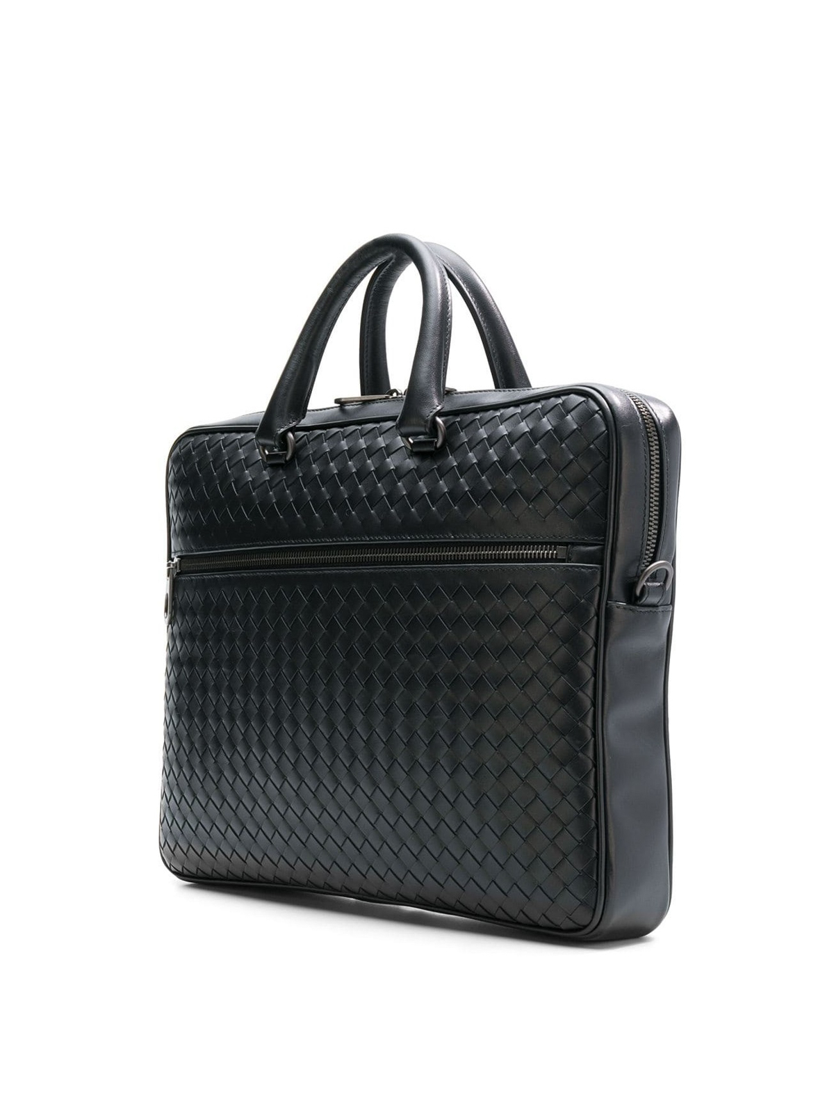 Mens Bags Briefcases and laptop bags Bottega Veneta Leather Intrecciato-finish Briefcase in Black for Men 