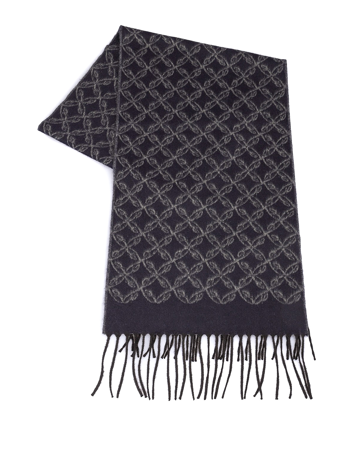Patterned silk and cashmere scarf