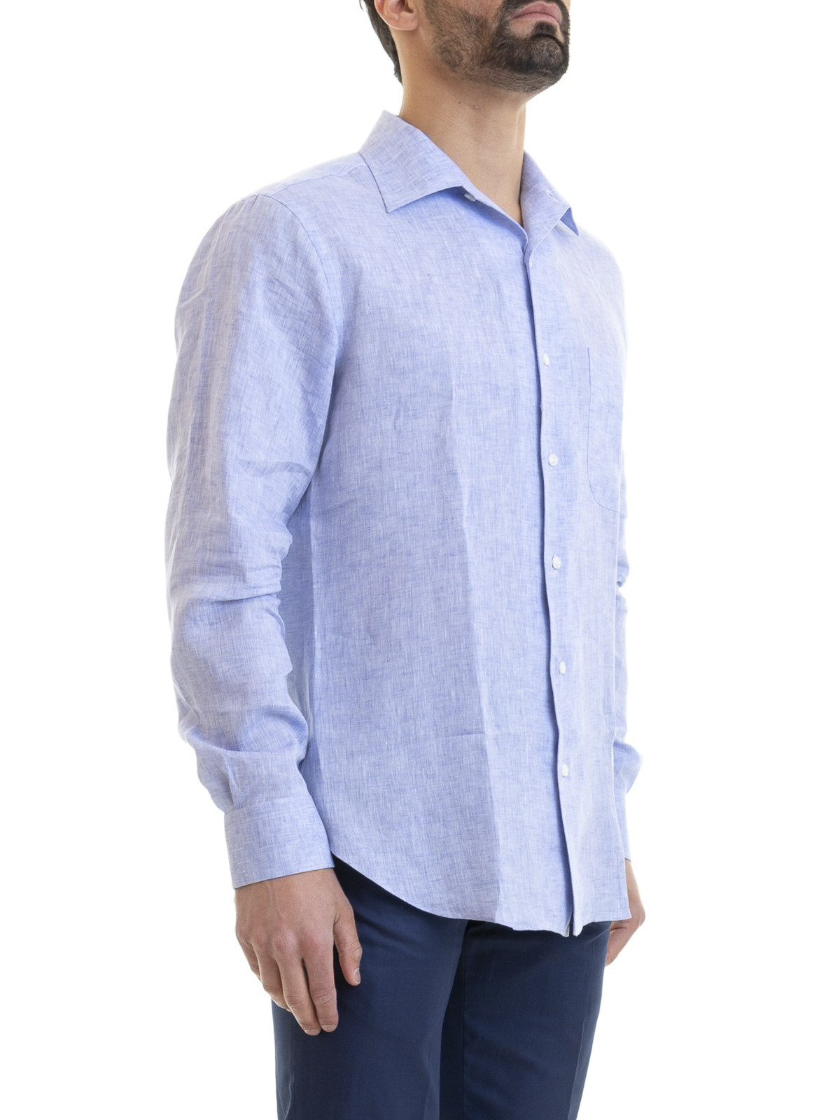 ondernemen barbecue smal Shirts Brioni - Light blue linen shirt - SCAS0LP81174900 | iKRIX.com