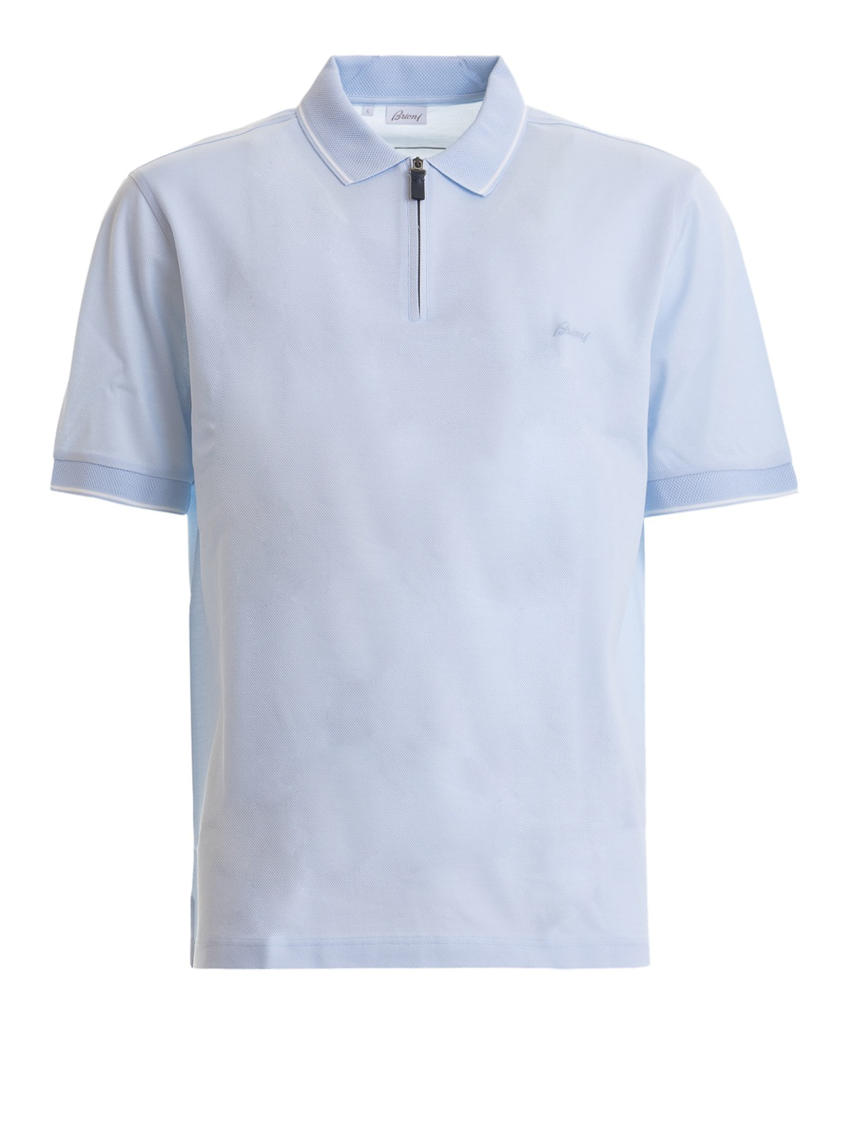 Polo shirts Brioni - Zipped light blue polo shirt - UJ9S0LP86214900