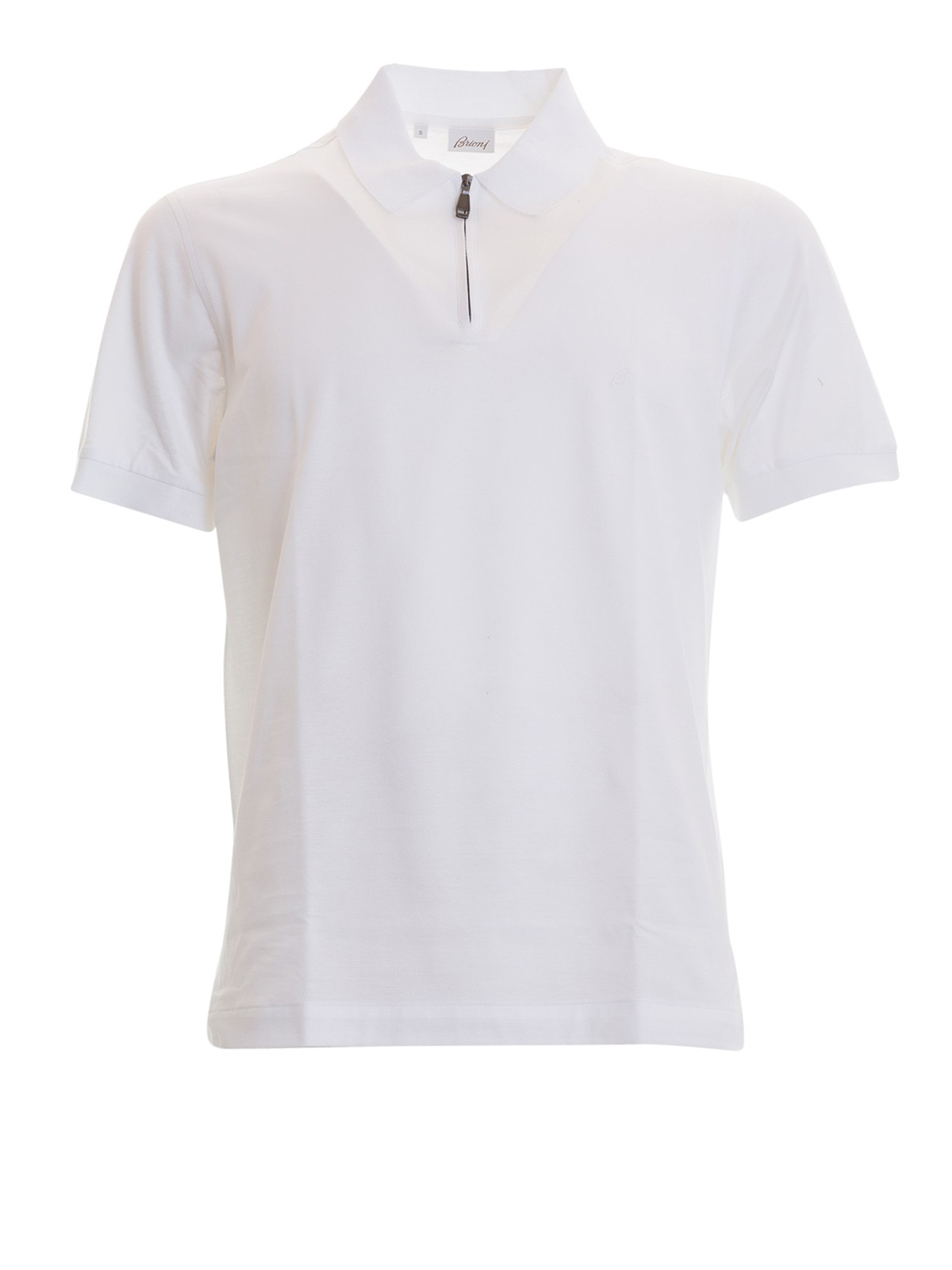 Polo shirts Brioni - Zipped white cotton polo shirt - UJ6Y0LPZ6009000