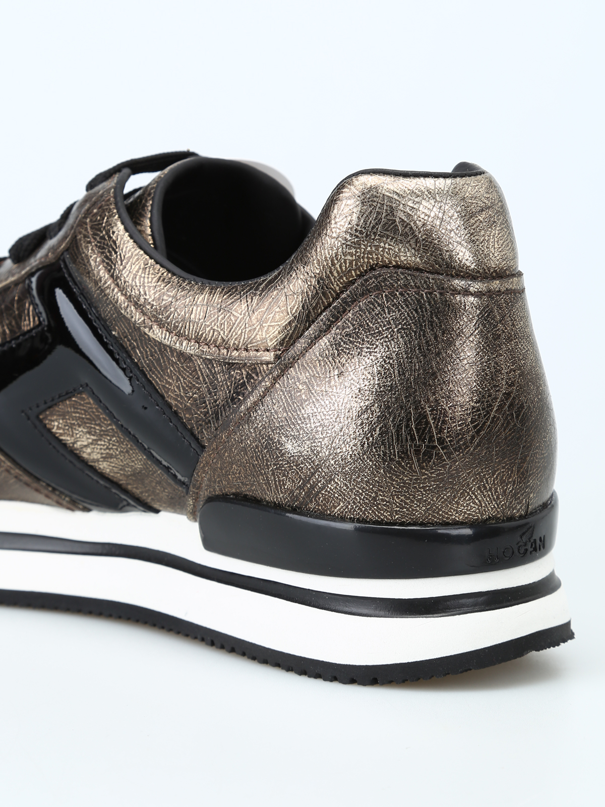 Componeren helaas de studie Trainers Hogan - Bronze metallic leather lace-up sneakers -  HXW2220T548JD81805