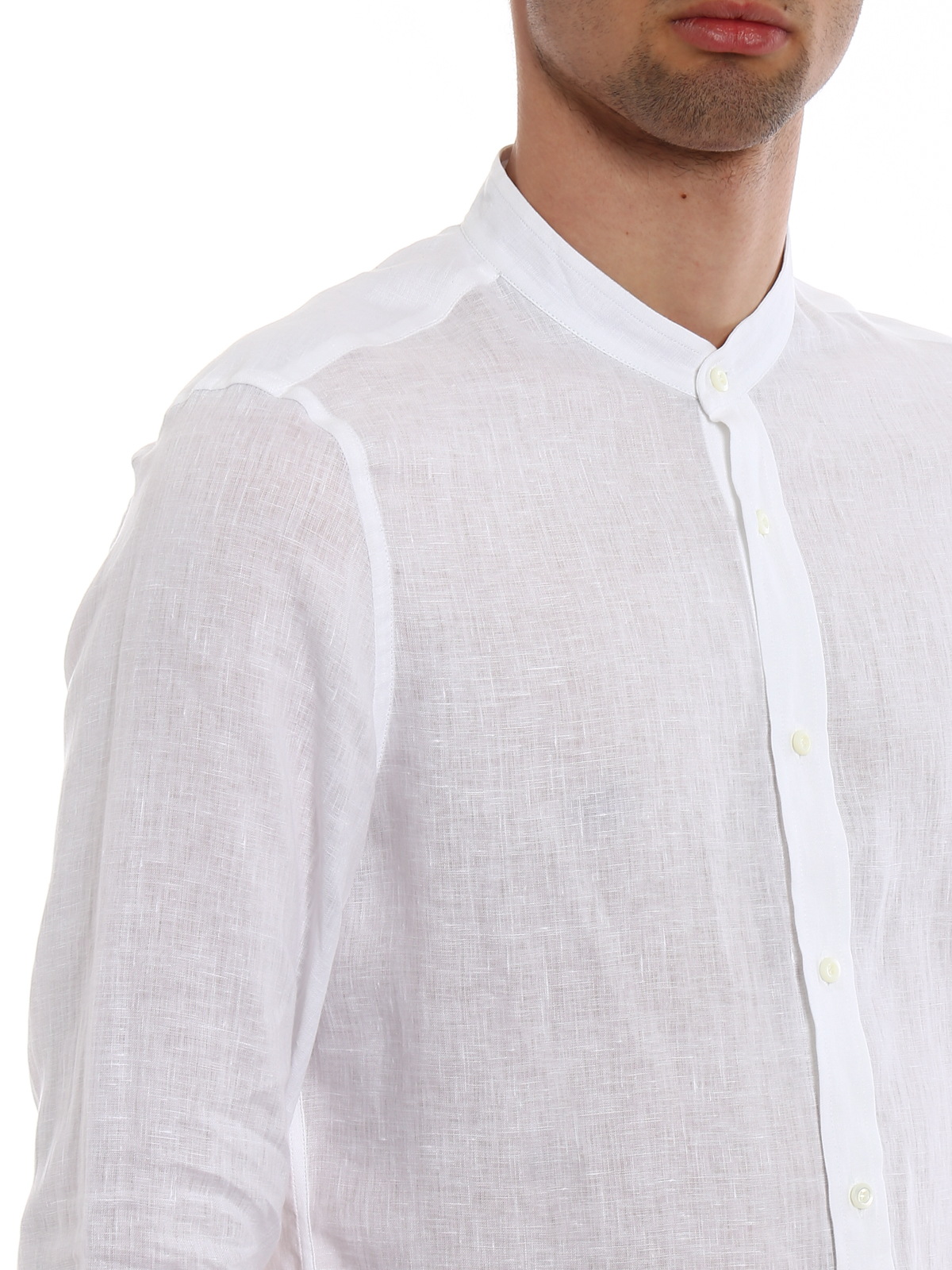 Shirts Brunello Cucinelli - Pure linen light white shirt - MB6503048C159