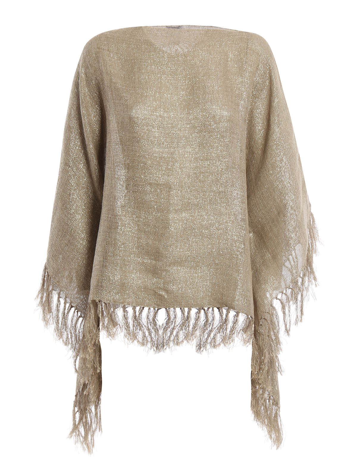 Womens Clothing Jumpers and knitwear Ponchos and poncho dresses - Save 46% White Brunello Cucinelli Linen Poncho in Black Gold 