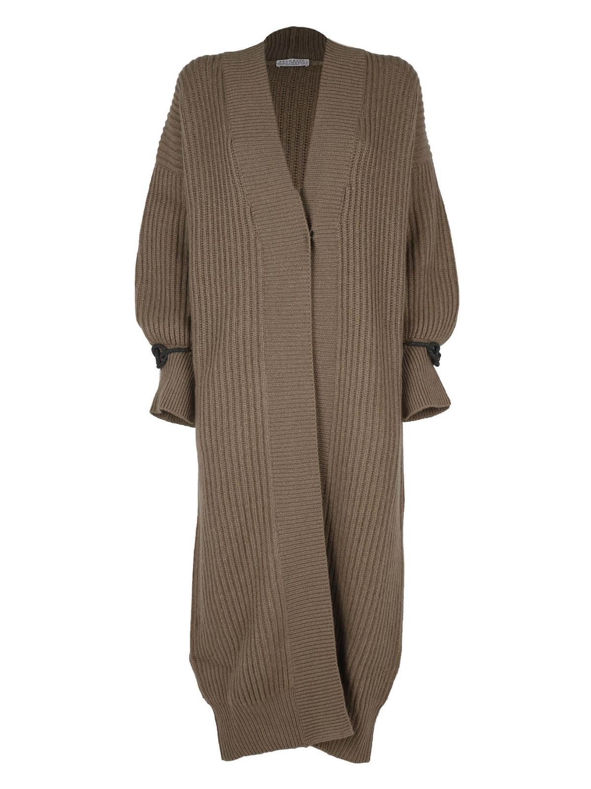 Cardigans Brunello Cucinelli - Cashmere maxi cardigan in light brown ...