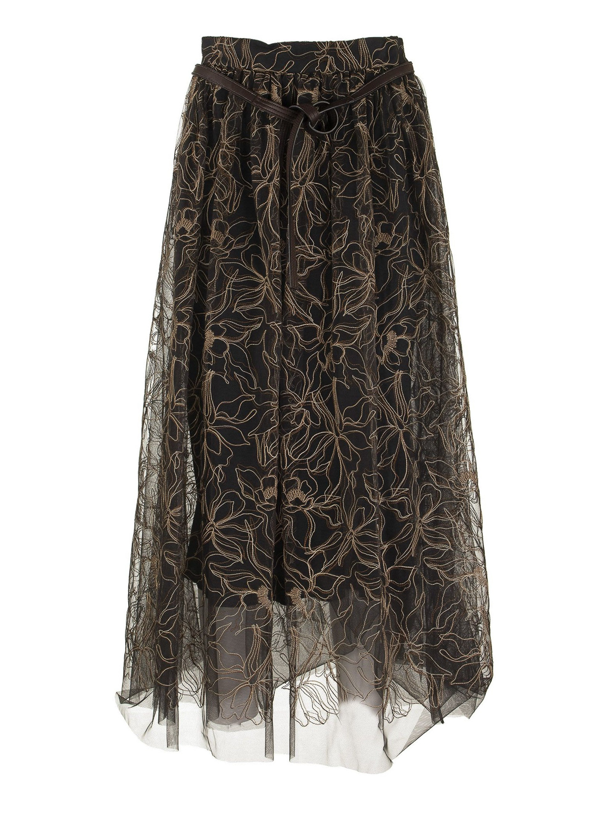 Knee length skirts & Midi Brunello Cucinelli - Floral embroidery tulle ...