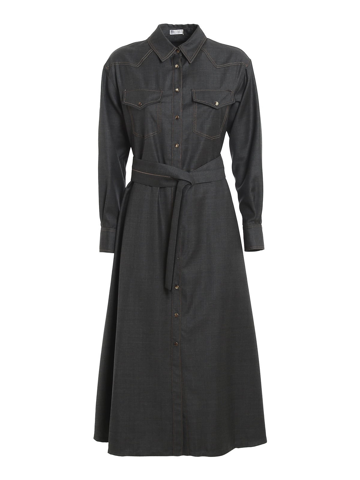Brunello Cucinelli - Virgin wool shirt dress - maxi dresses ...