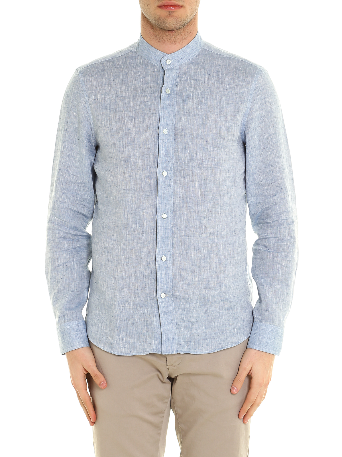Shirts Brunello Cucinelli - Guru collar linen shirt - MB6503048C114