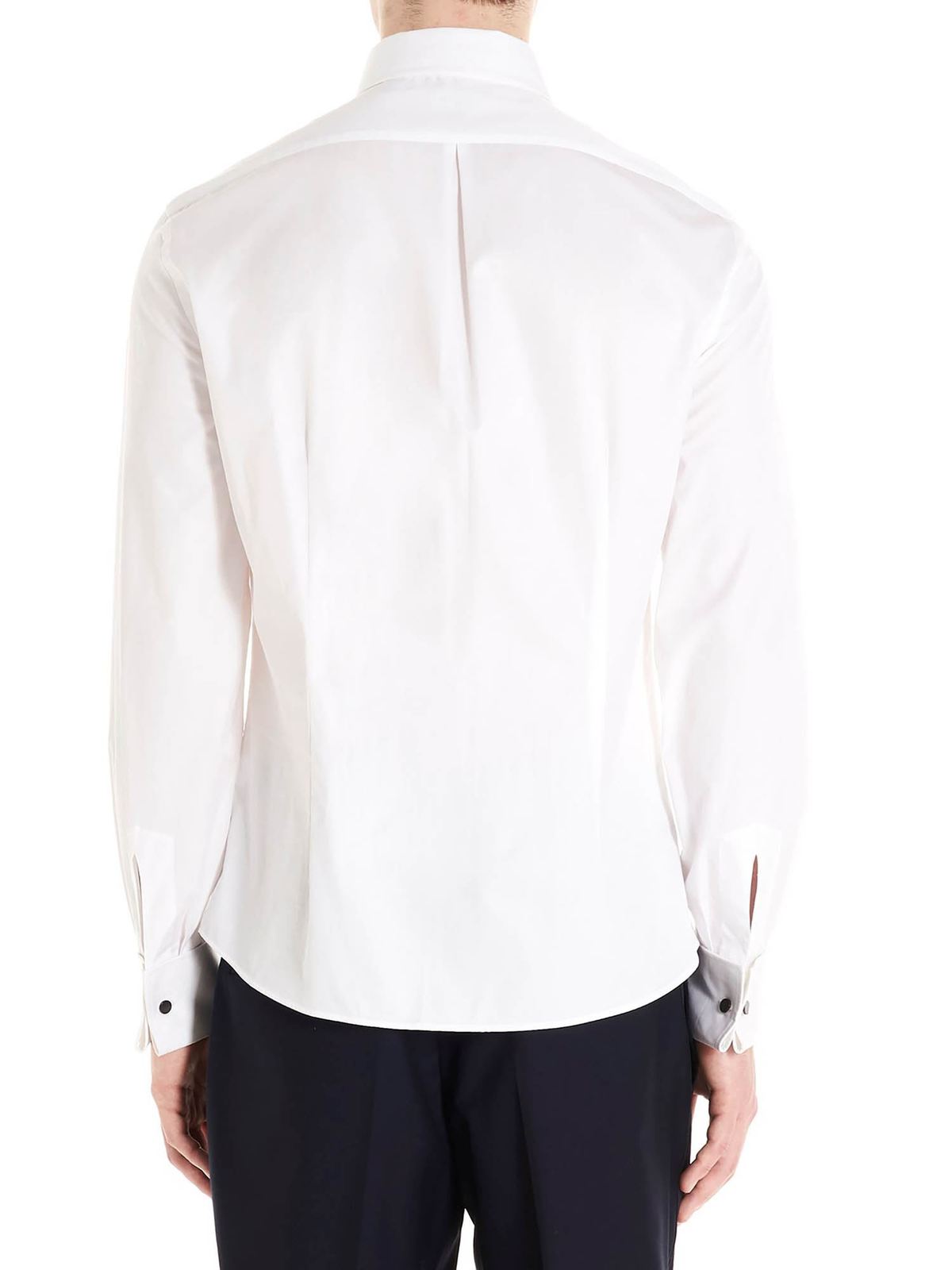 Pleated tuxedo shirt in white 