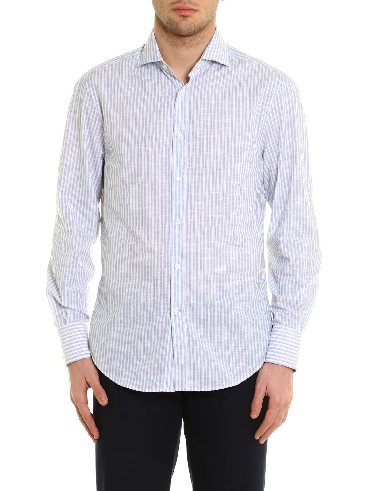 Shirts Brunello Cucinelli - Striped pattern cotton shirt - MD6401718C015