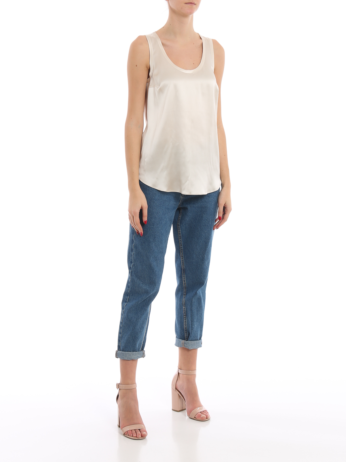 ivory satin tank top