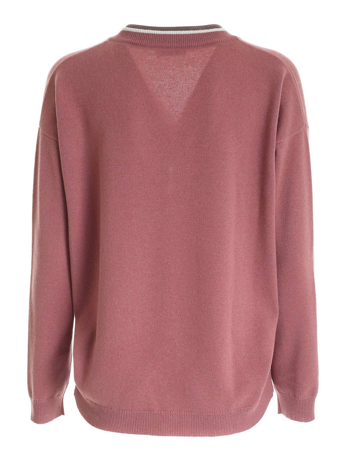 Brunello Cucinelli V Pullover Rosa Strickpullover Mit V Ausschnitt Mci151