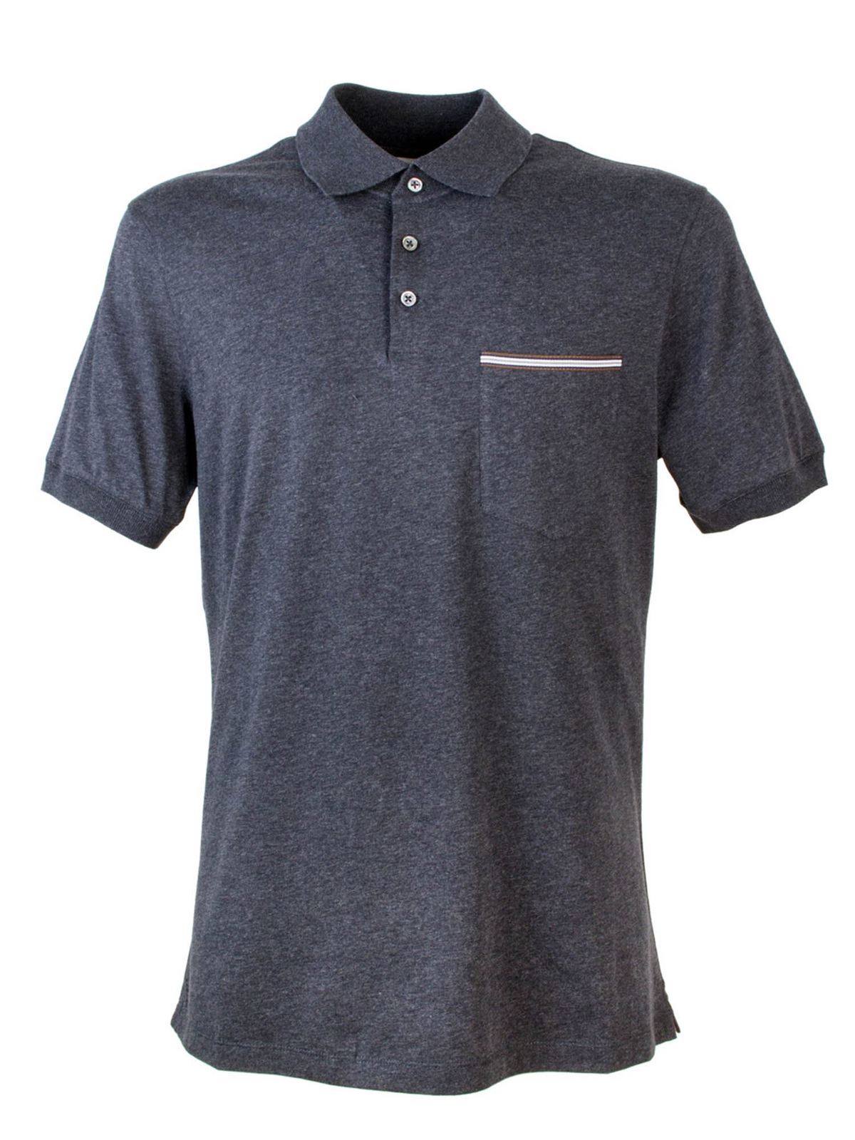 Brunello Cucinelli - Pocket polo shirt in charcoal color - polo shirts ...