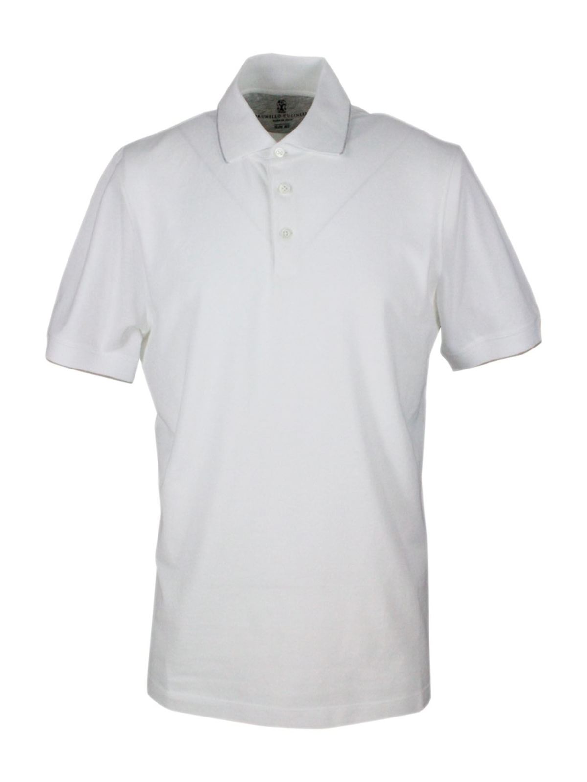 Polo shirts Brunello Cucinelli - Three-buttons polo shirt in white - M0T638126CL496