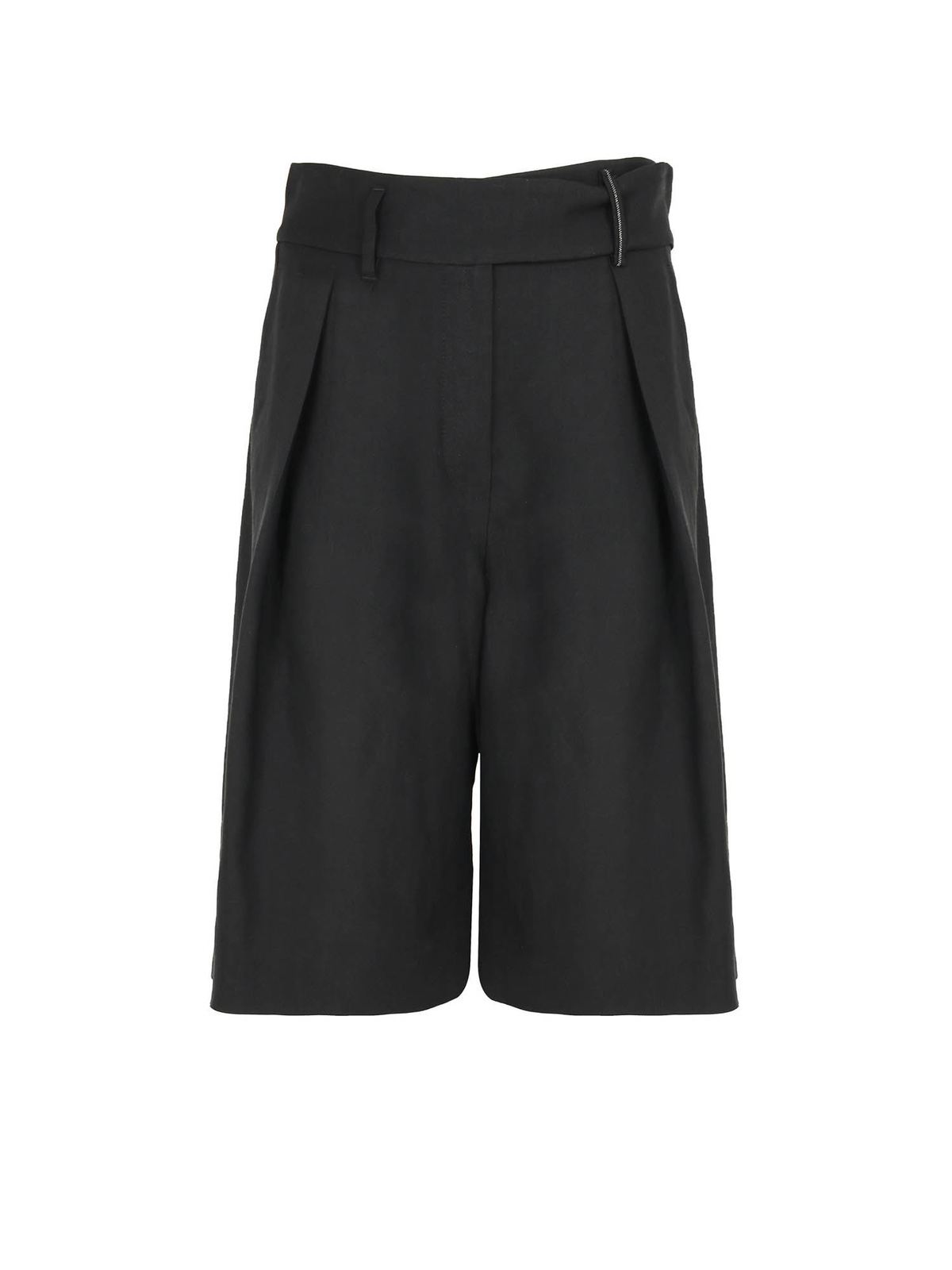 Shorts Brunello Cucinelli - High-waisted bermuda shorts in black ...