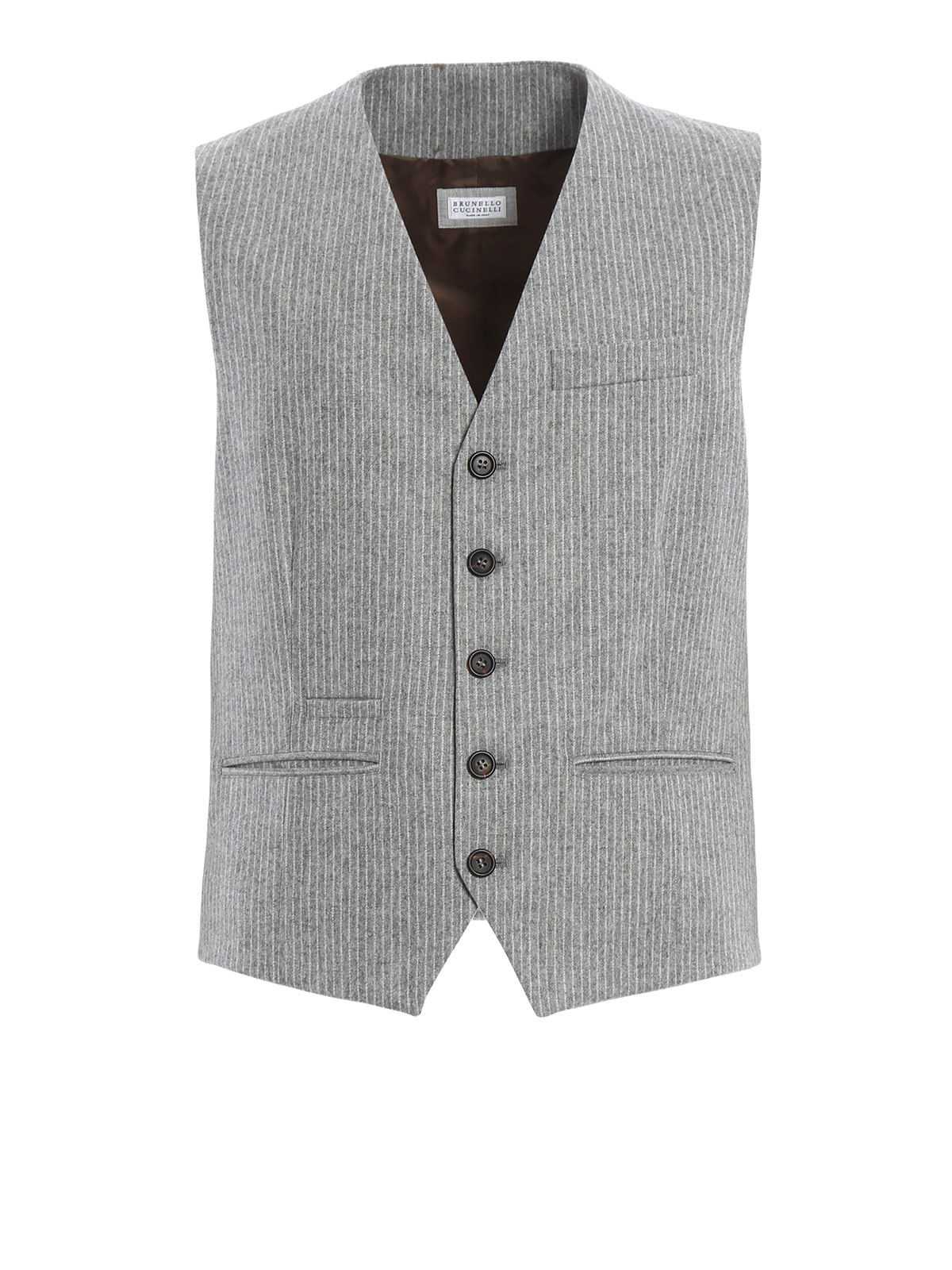 Waistcoats & gilets Brunello Cucinelli - Wool pinstriped waistcoat ...