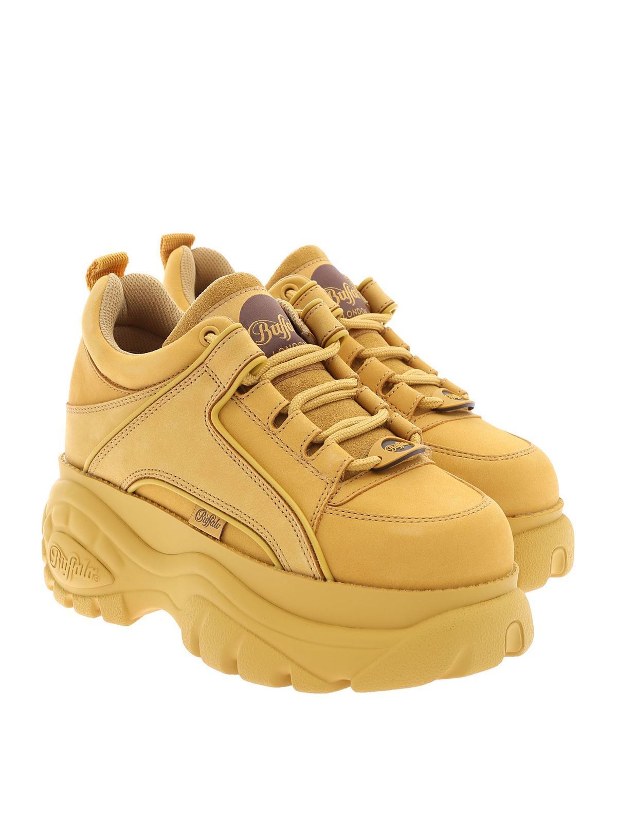 Trainers London - Classic sneakers in ocher yellow - 13391420BEIGE
