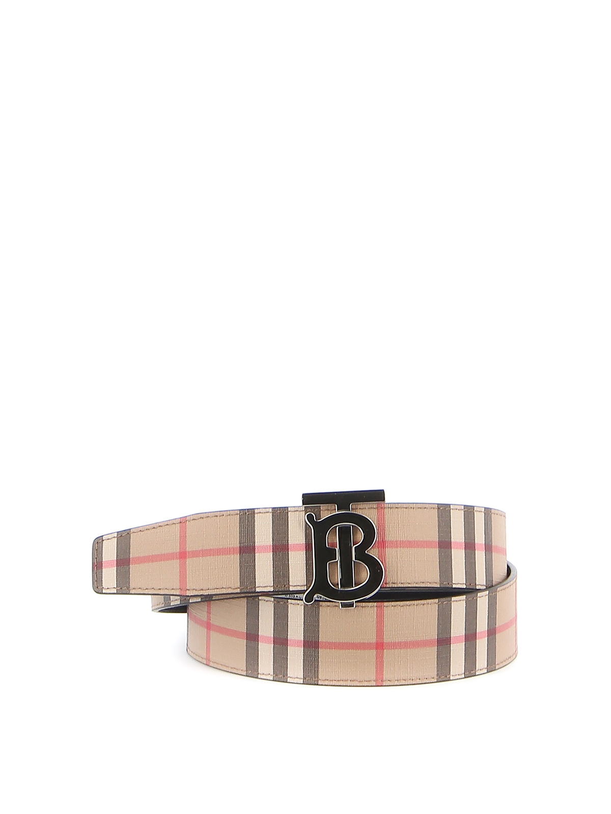 BURBERRY E-CANVAS AND LEATHER REVERSIBLE BELT