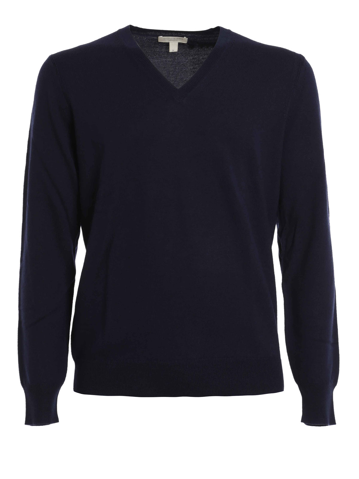 V necks Buttero - Check elbow patches pullover - 39835651003NAVY