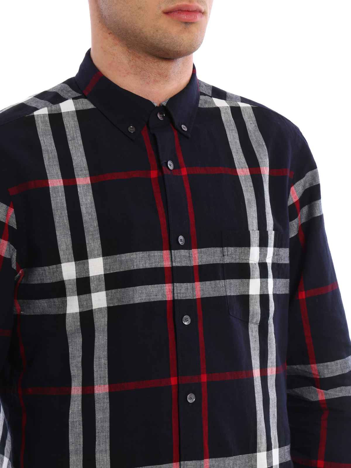Shirts Burberry - Check linen and cotton blend shirt - 4022070 