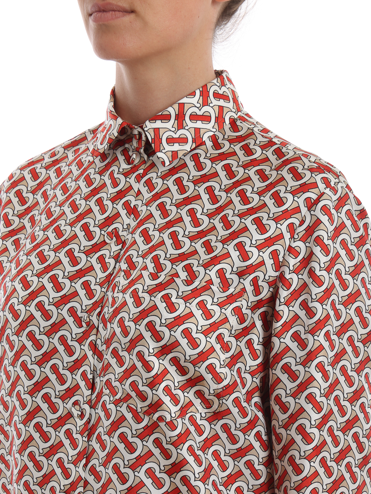 basen Formode glemme Shirts Burberry - Godwit monogram print silk shirt - 8016683 | iKRIX.com