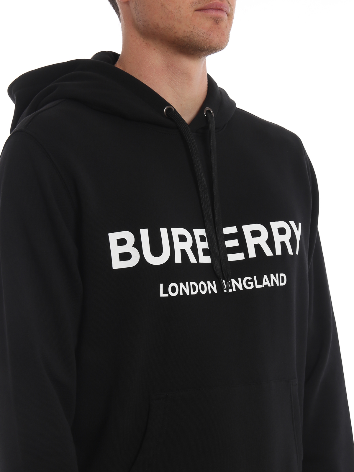 Sweatshirts & Sweaters Burberry - Lexstone black cotton fleece logo hoodie  - 8009509