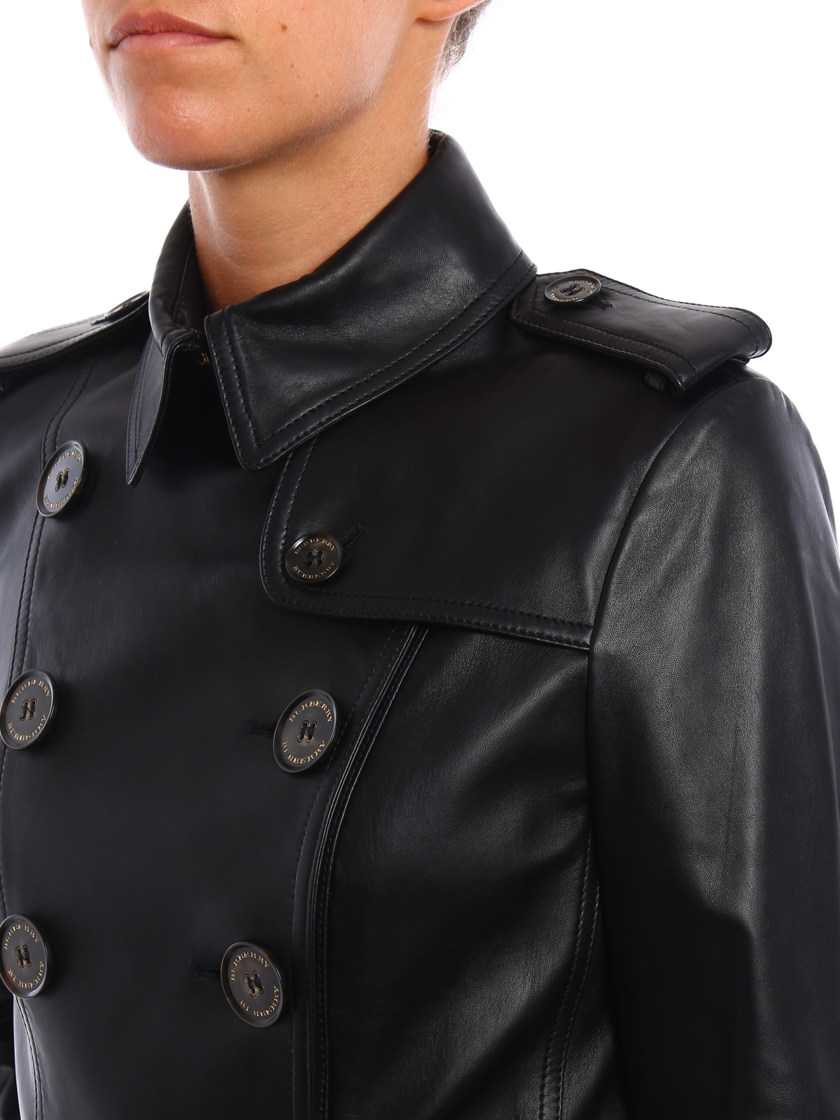 leather burberry coat