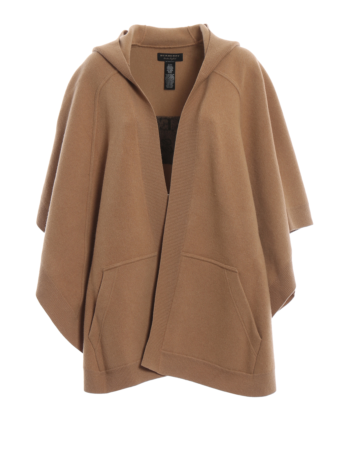 open front hooded wool cashmere poncho 