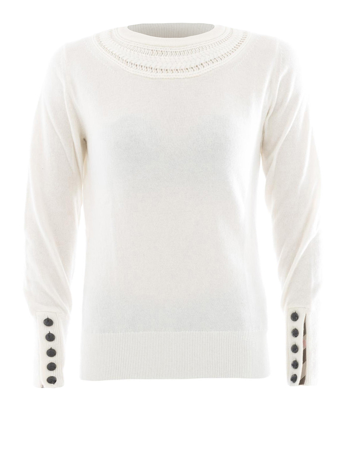 Crew necks Burberry - Cashmere cable knit yoke sweater - 4060797