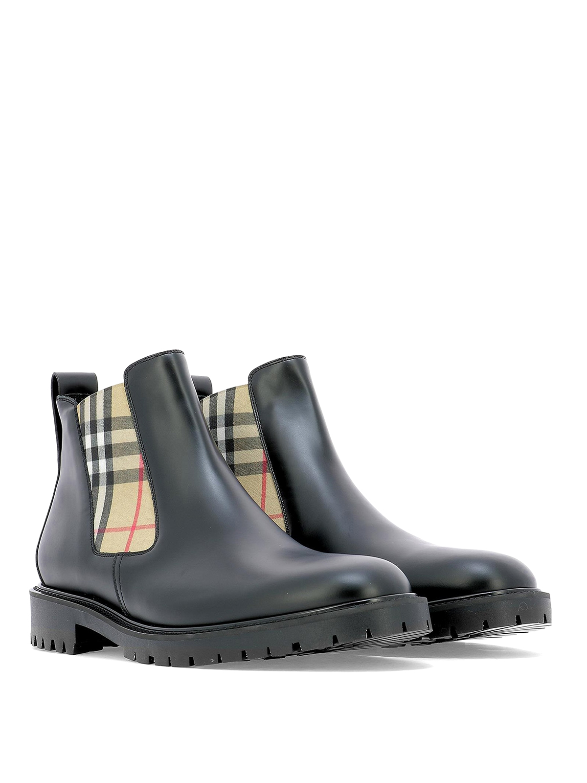 Ankle boots Burberry - Check print leather Chelsea boots - 4078663