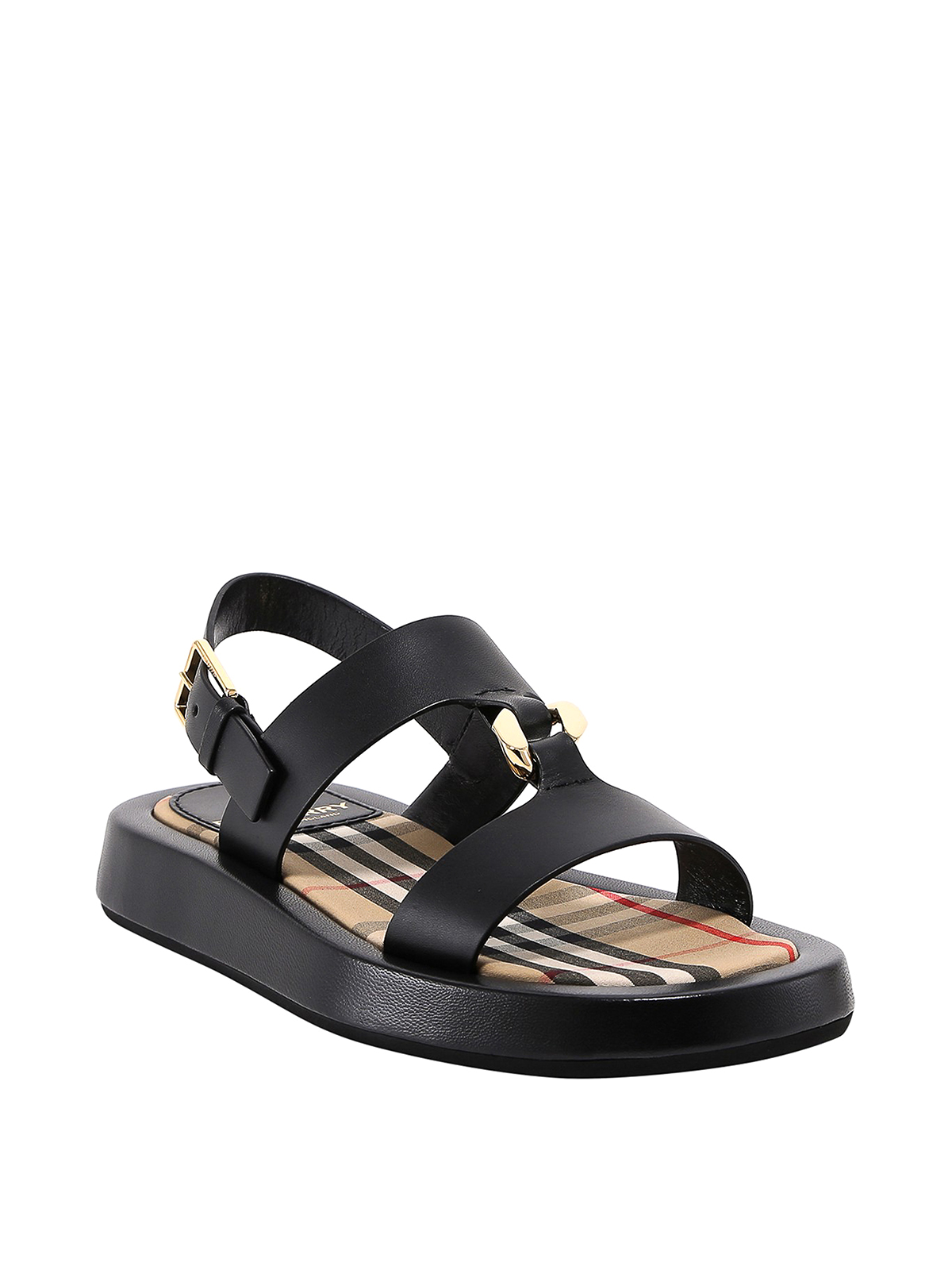 Sandals Burberry - Calfskin sandals with gold ring - 8037453 