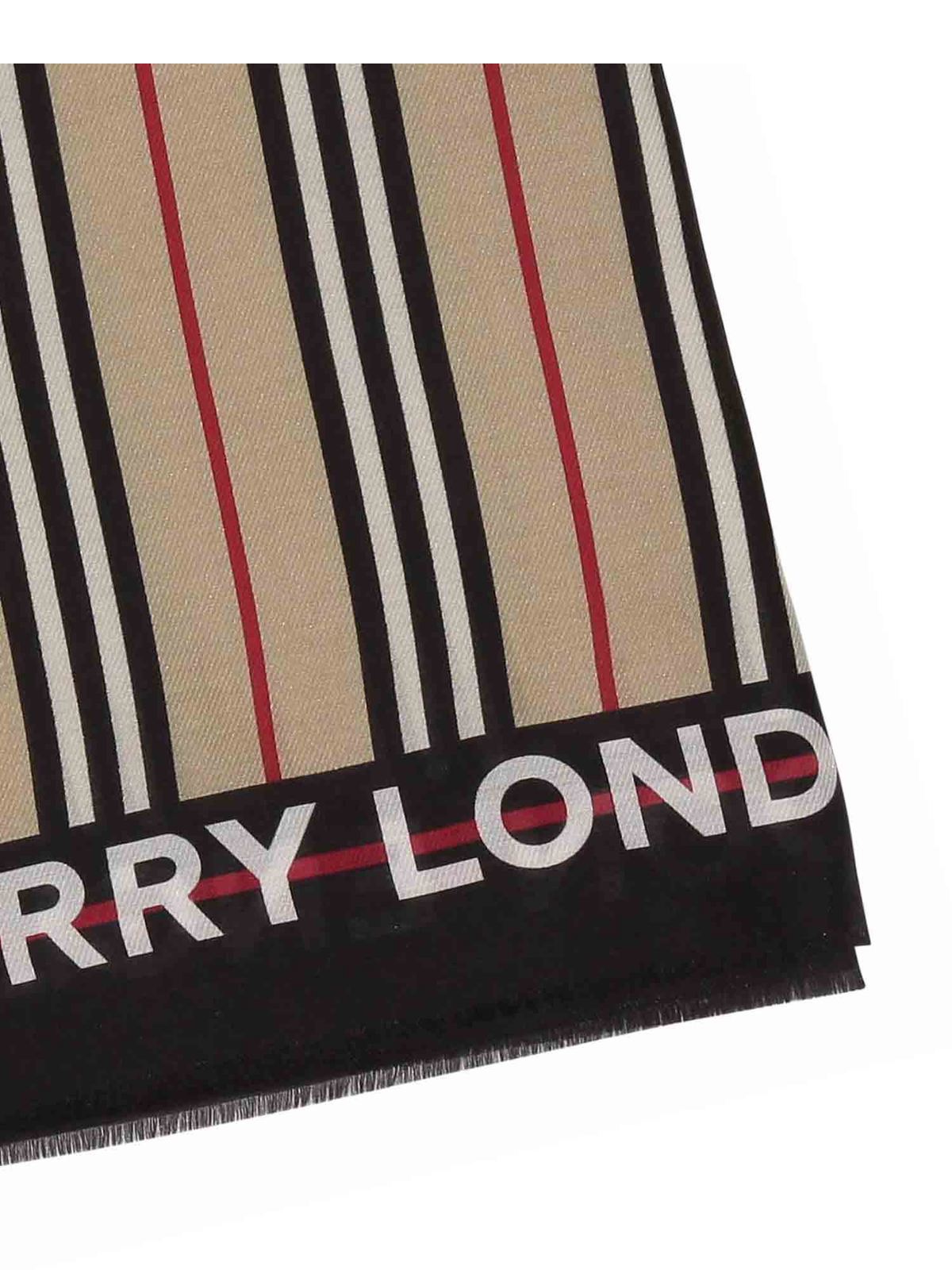 Scarves Burberry - Icon Stripe scarf in cotton and silk - 8022765