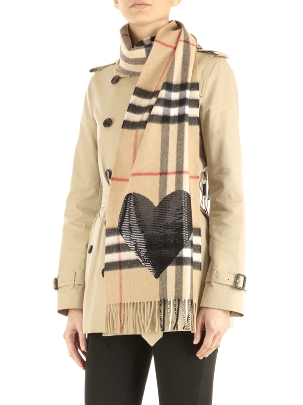 Scarves Burberry - Sequined heart Check cashmere scarf - 4030024