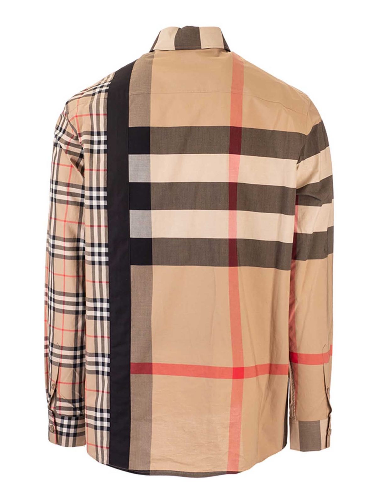 Burberry - Patchwork check and logo shirt in beige - shirts - 8033101