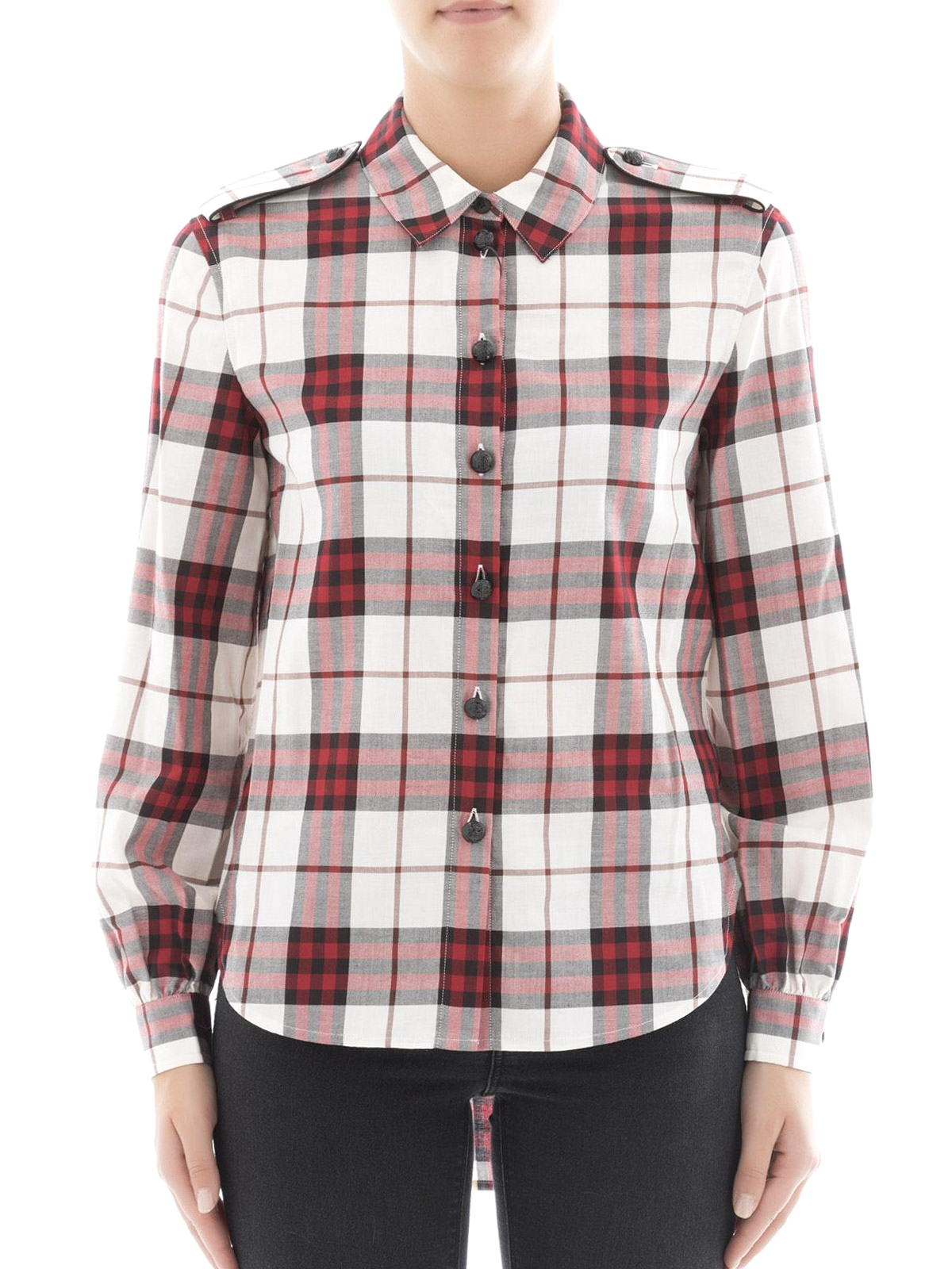 Red cotton check flannel shirt 