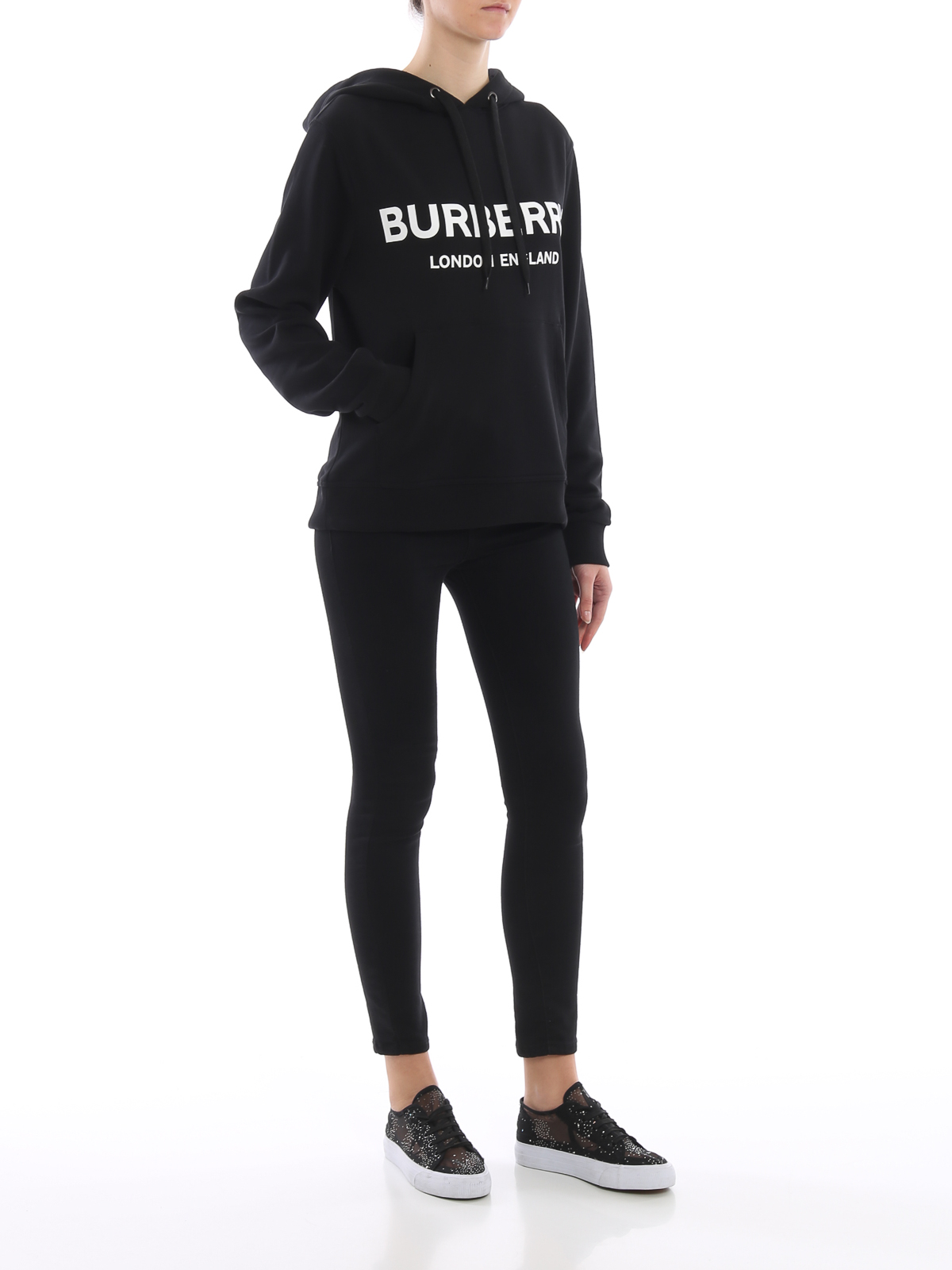 Sweatshirts & Sweaters Burberry - Logo print black cotton hoodie 