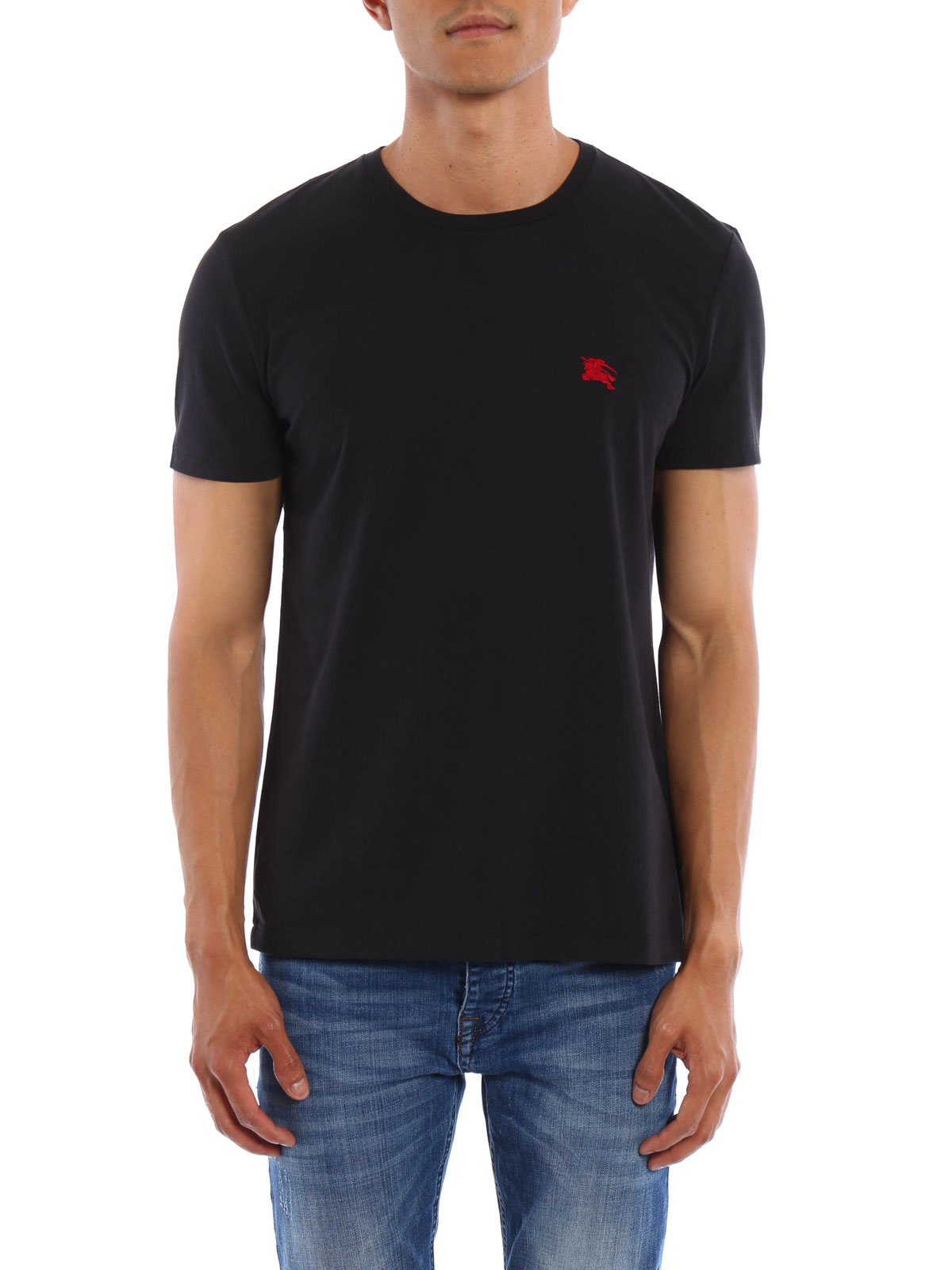 T-shirts Burberry - Embroidered logo cotton T-shirt - 39650661002BLACK
