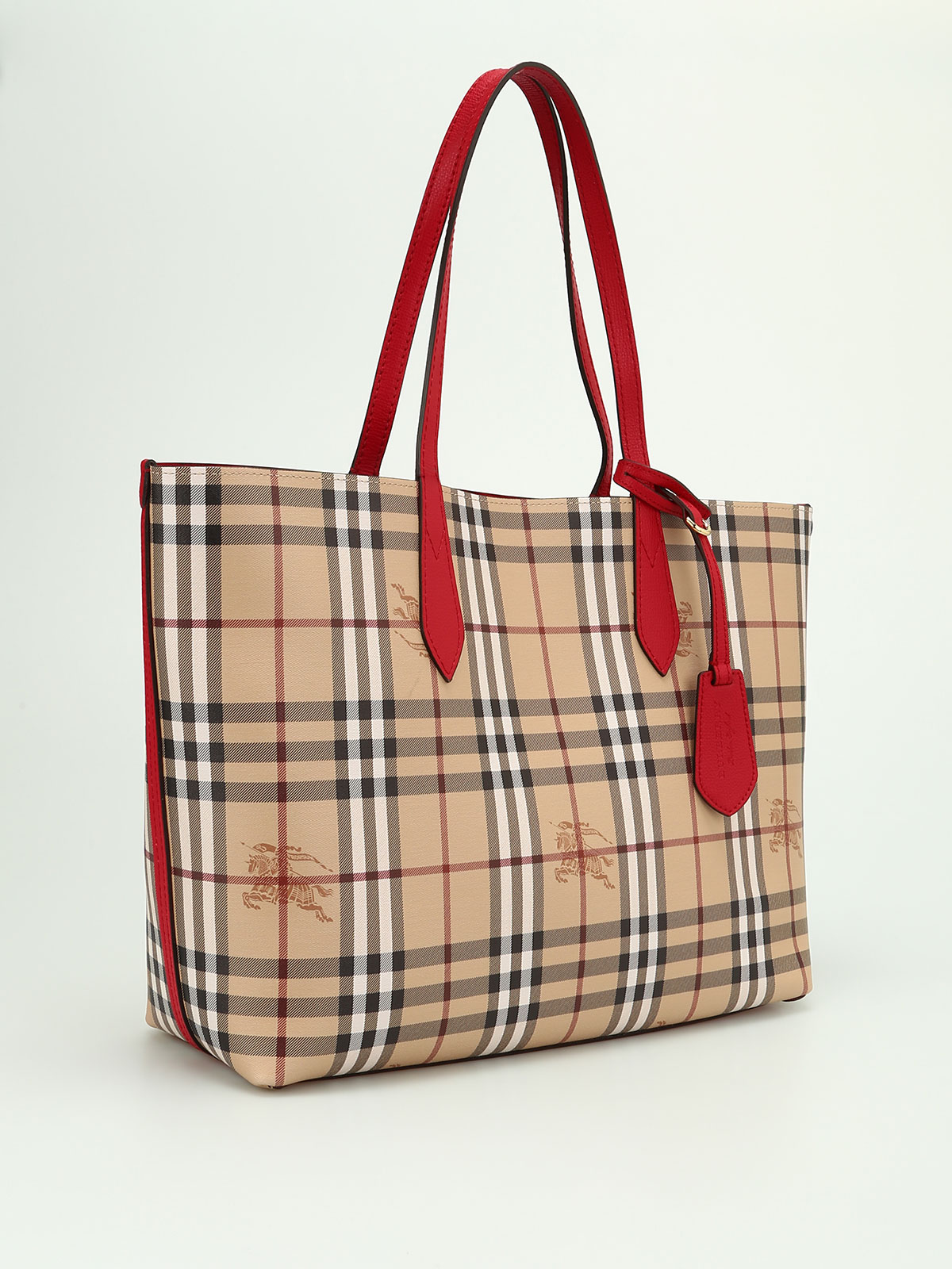 Reverse double face leather tote 