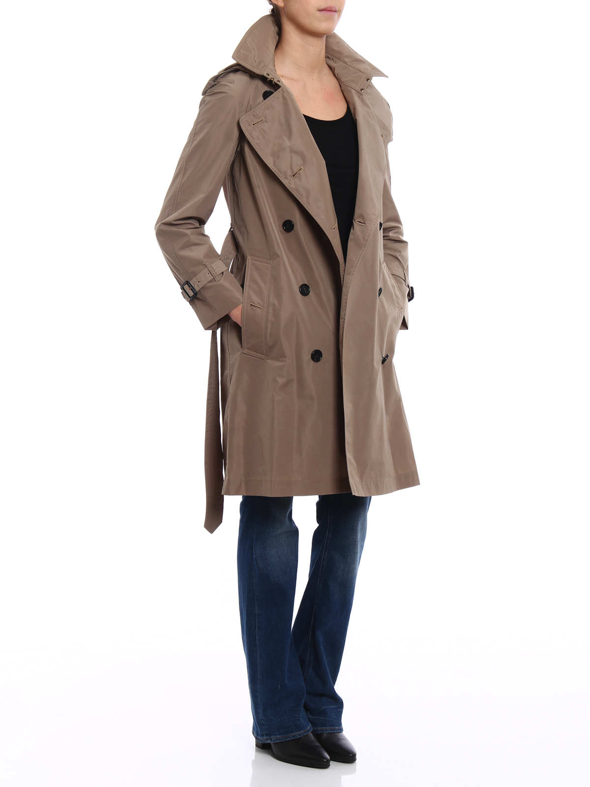 Amberford beige taffeta trench coat 