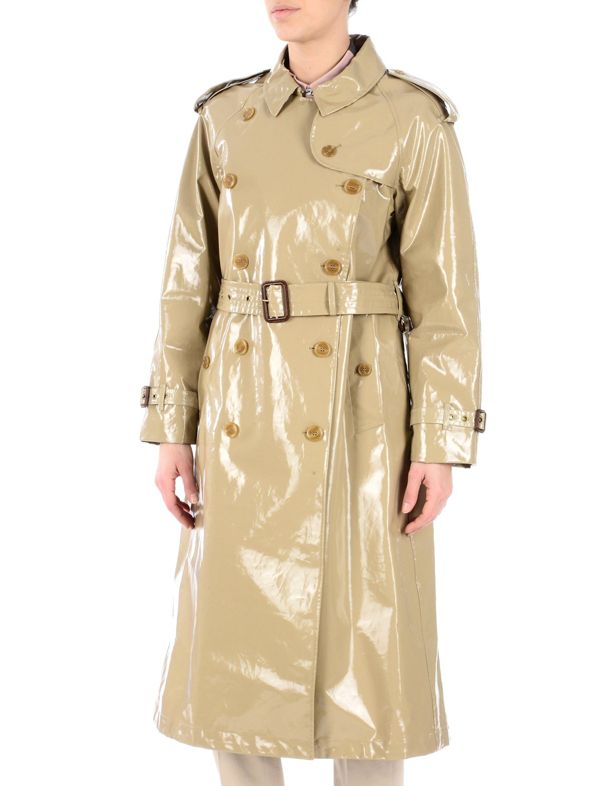 Laminated gabardine trench coat 