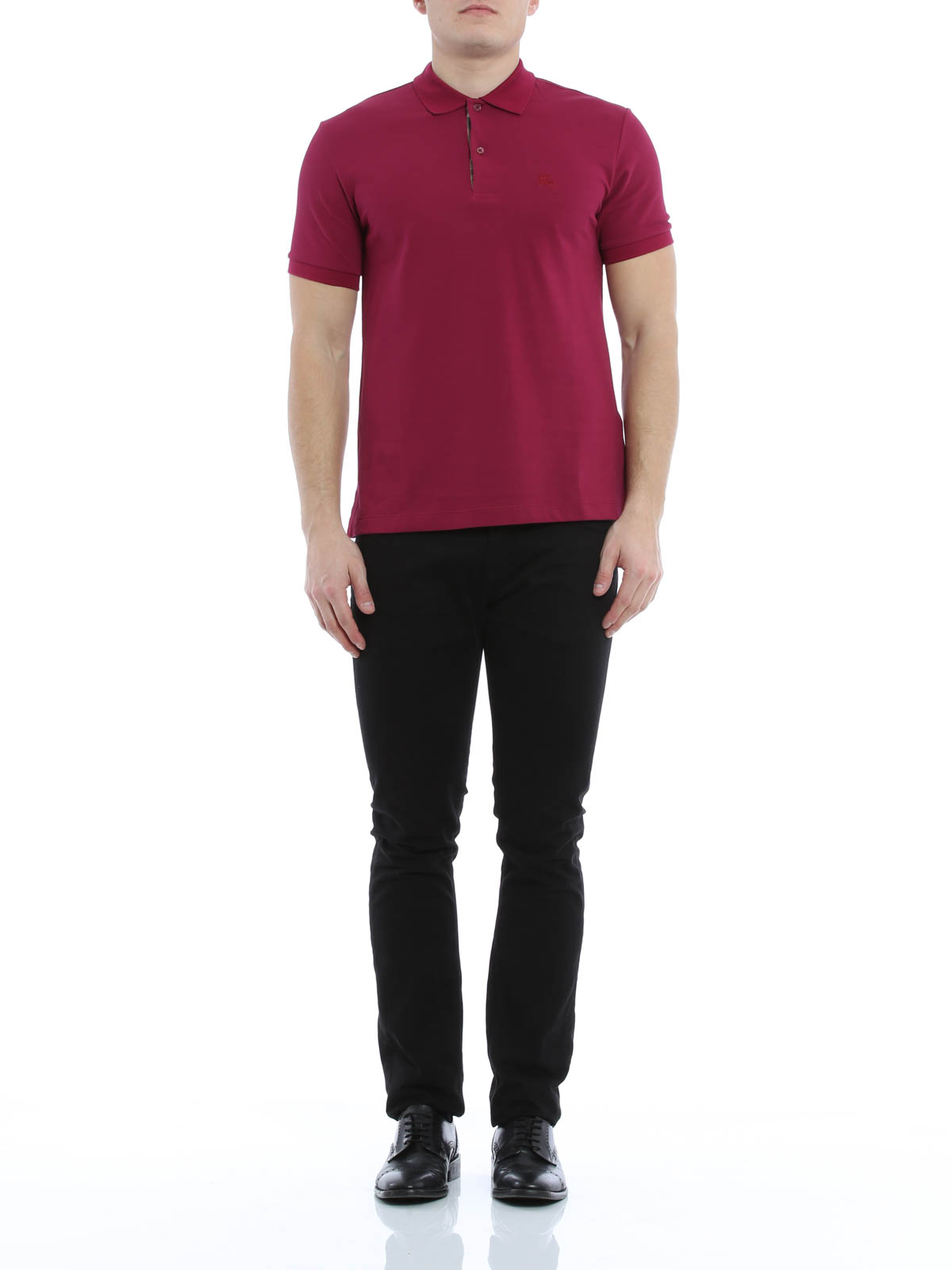 maroon burberry polo