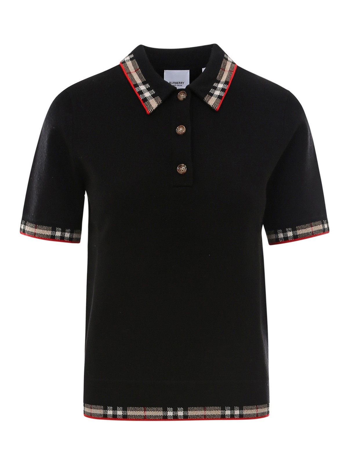 Polo shirts Burberry - Wool-blend polo shirt with check profiles - 8029625